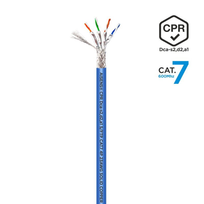 Aisens Bobina de Cable de Red Cat.7 S/FTP AWG23 600 MHz 305m Azul